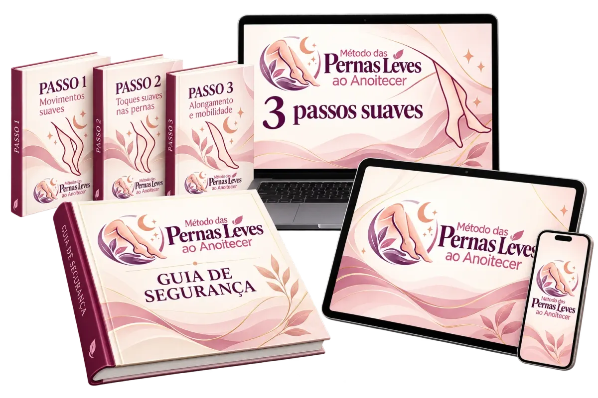 Mockup ilustrativo dos materiais digitais: Pernas Leves